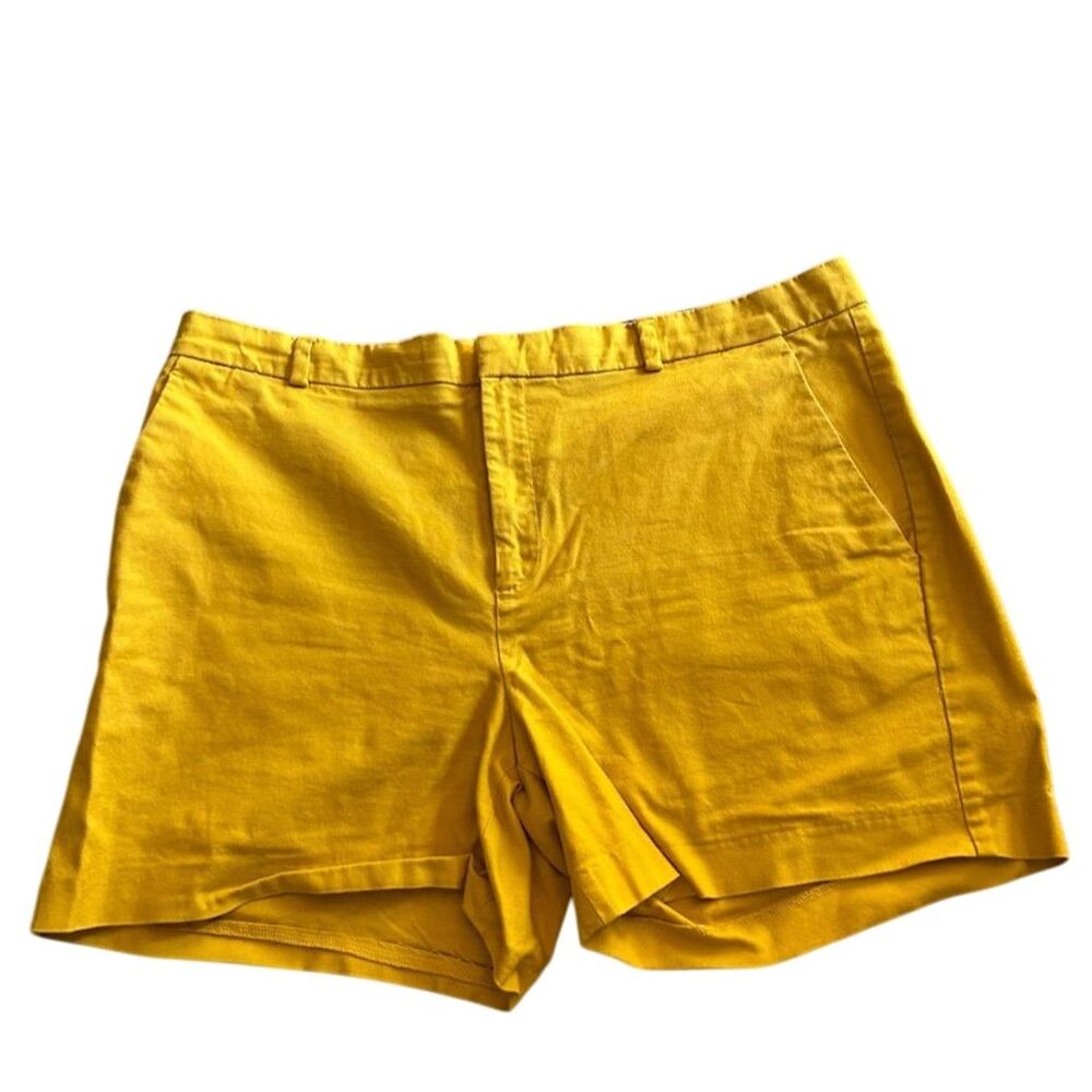 Banana‎ Republic Women's Yellow Cotton Blend Chino Shorts Size 14 Casual Summer